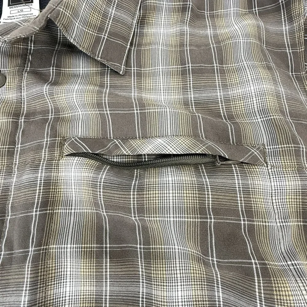 The North Face Shirt Men Large Brown Button Up Hiking Outdoor Plaid Long Sleeve